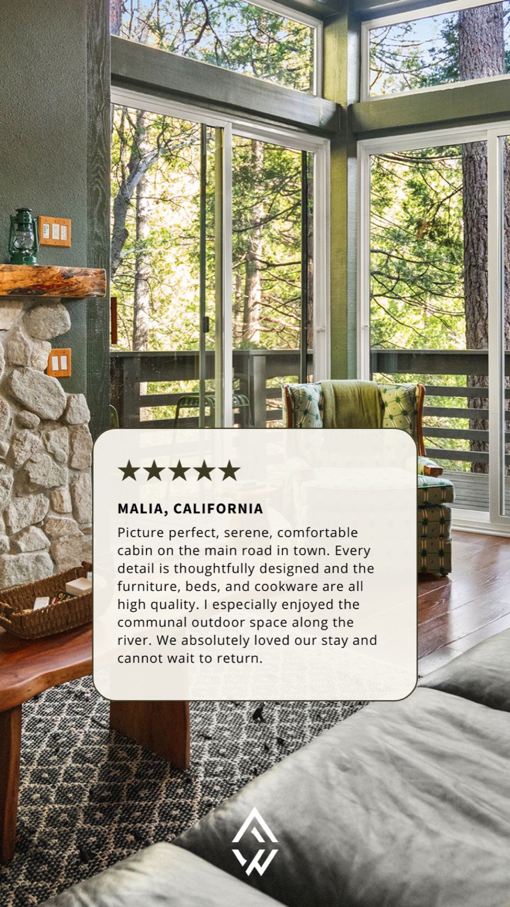 Freewyld five-star review advertisement overlaid on property photography